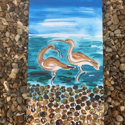 Curlews On The Beach 405mm x 810mm