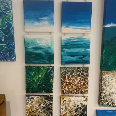Sky, Sea, Pebbles, Wall & Sky, Sea, Grass, Wall 200mm x 200mm each section