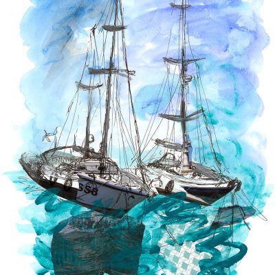 Two Yachts Waiting To Sail 305mm x 430mm