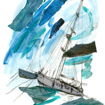 Two Yachts on Rough Seas 305mm x 430mm